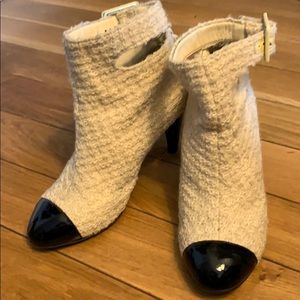 Chanel Tweed Booties with Buckle Ankle Strap